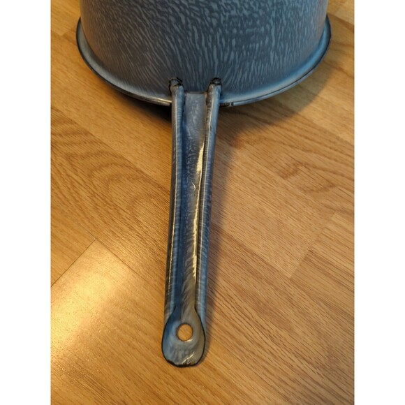 Enamelware Saucepan Pan Pot Gray Speckled Handle Gray Vintage 10" - Picture 7 of 8